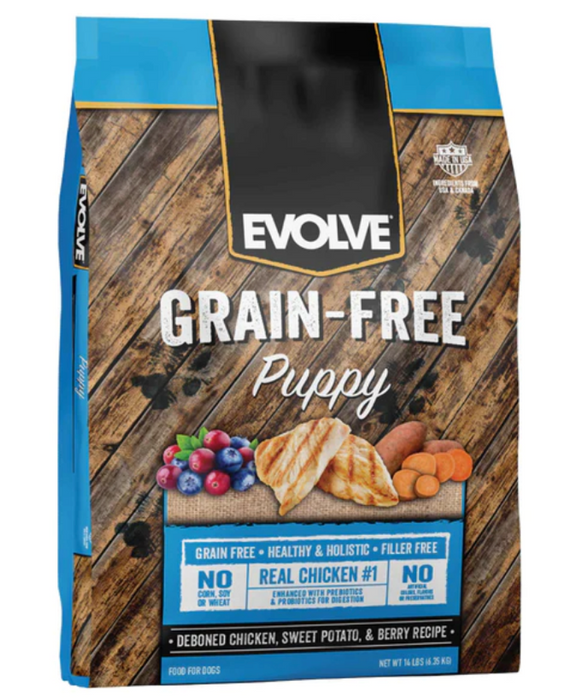 Evolve Grain Free Puppy Food, Real Chicken, Sweet Potato & Berry Recipe , 14 lbs