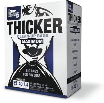 Iron Hold Thicker, Clean Up Bags, 55 Gallons, 40 ct