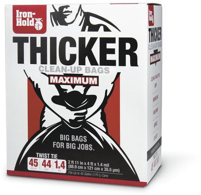 Iron Hold Thicker, Clean Up Bags, 45-50 Gallons, 44 ct