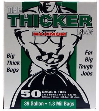 Iron Hold Thicker, Clean Up Bags, 39 Gallons, 50 ct