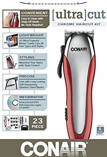 Conair Ultra Cut Chrome Haircut Kit, Lightweight, 23 pcs