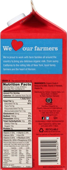 Horizon Organic Reduced Fat 2% Milk, 64 oz