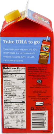 Horizon Organic Reduced Fat 2% Milk With DHA Omega 3, 64 oz