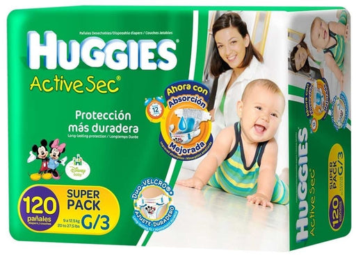 Huggies Active Sec Size 3 Diapers, 9-12.5 kg, 120 ct
