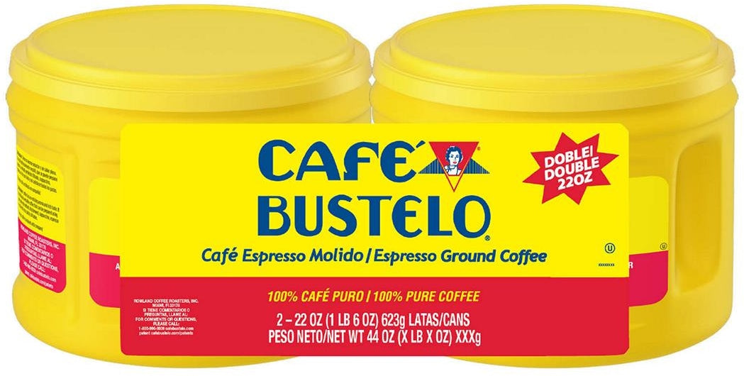 Cafe Bustelo Espresso Dark Roast Ground Coffee, 2 x 623 gr (2 x 22 oz)