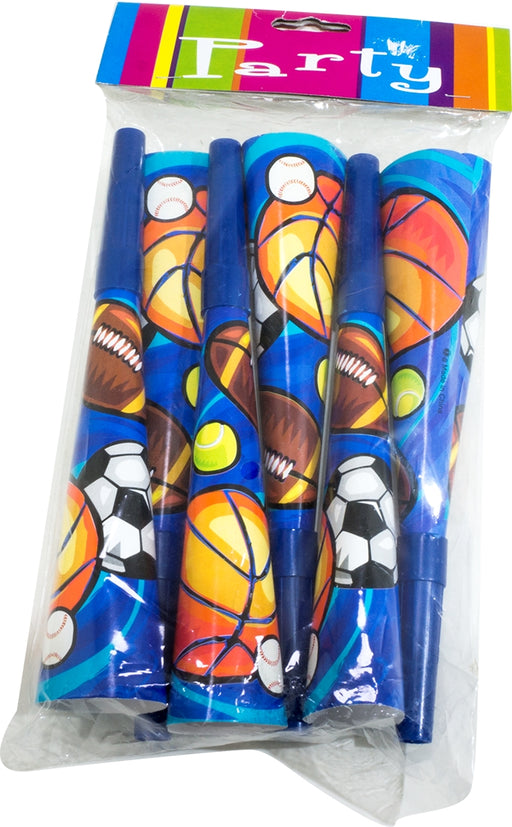 Party Horns, Sport Theme, 6 ct