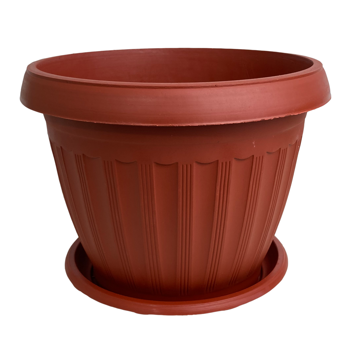 Plastic Flower Pot With Tray, 10 in, 1 pc —