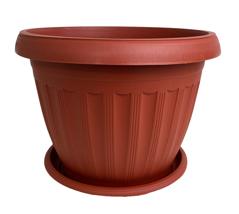 Plastic Flower Pot With Tray, 11 in, 1 pc