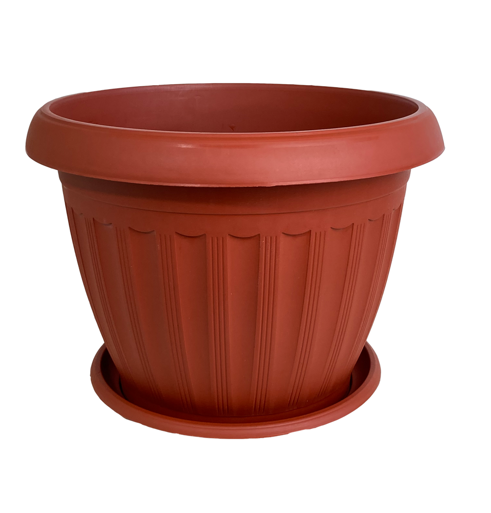 Plastic Flower Pot With Tray, 15 in, 1 pc