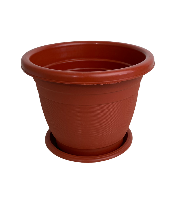 Plastic Flower Pot With Tray, 7 in, 1 pc