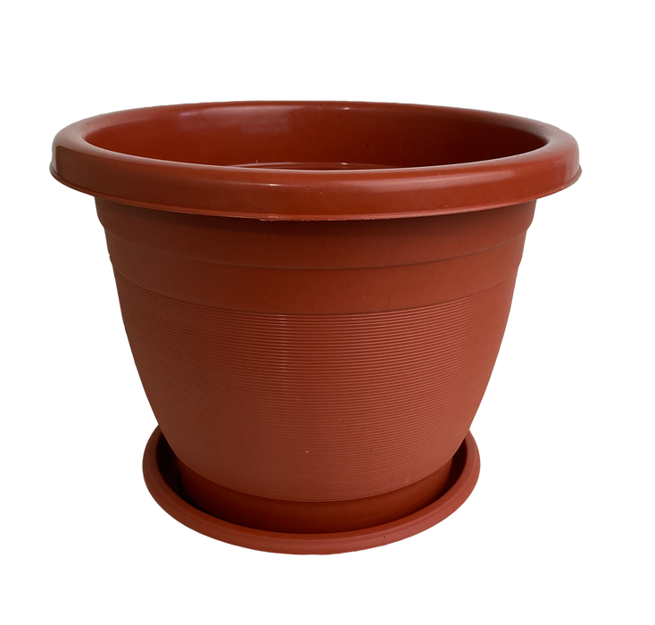 Plastic Flower Pot With Tray, 12 in, 1 pc