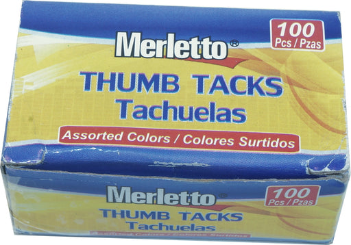 Merletto Thumb Tacks, Assorted Colors, 100 pcs