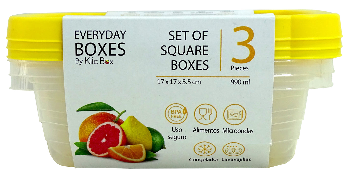 Everyday Boxes, Yellow, 3 x 990 ml