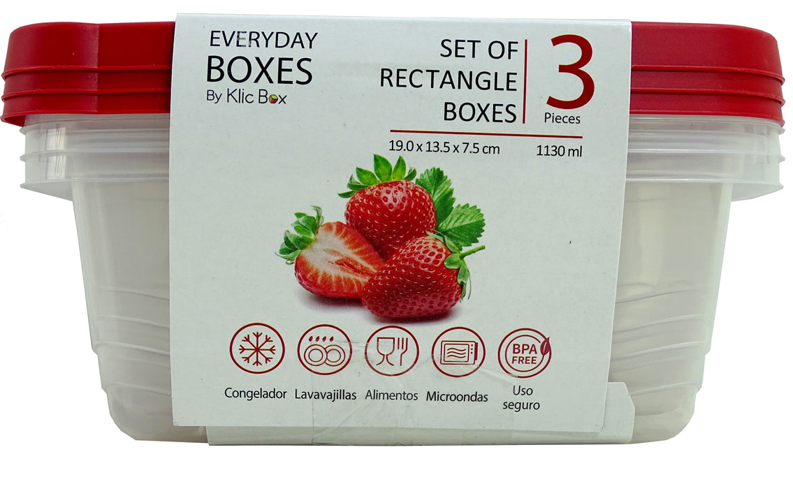 Everyday Boxes, Red, 3 x 1.13 L
