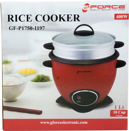 GForce Rice Cooker Aluminum Infused Rice & Grain Cooker with Vegetable Steam Tray, 10 Cup