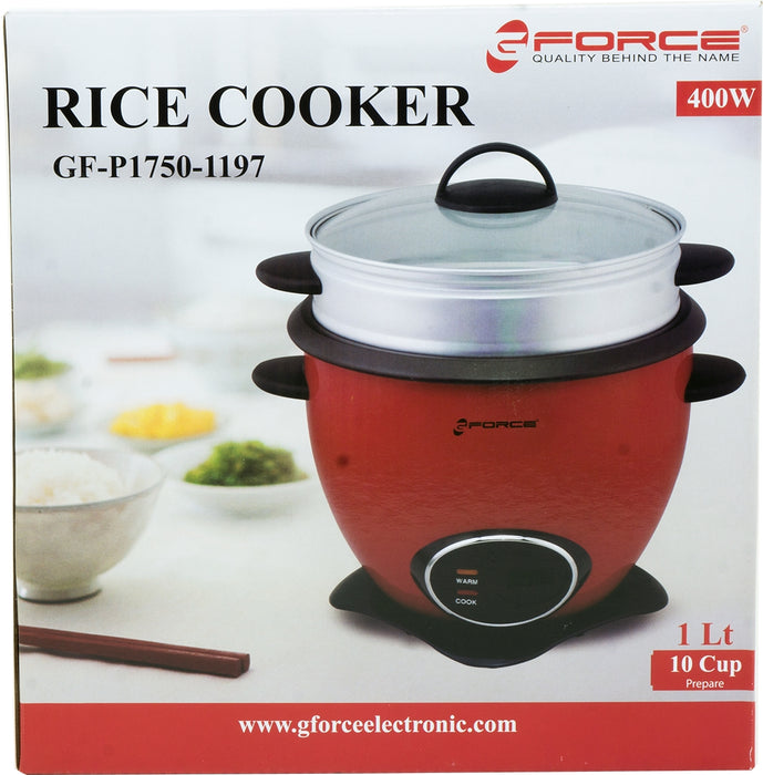 GForce Rice Cooker Aluminum Infused Rice & Grain Cooker with Vegetable Steam Tray, 10 Cup