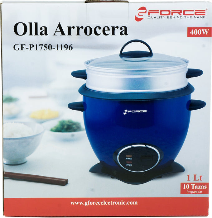 GForce Rice Cooker Aluminum Infused Rice & Grain Cooker with Vegetable Steam Tray, 10 Cup