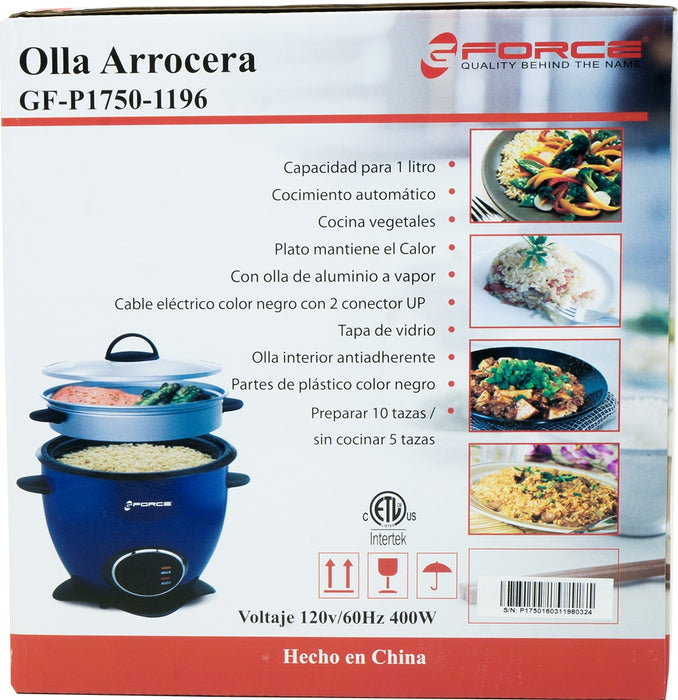 GForce Rice Cooker Aluminum Infused Rice & Grain Cooker with Vegetable Steam Tray, 10 Cup