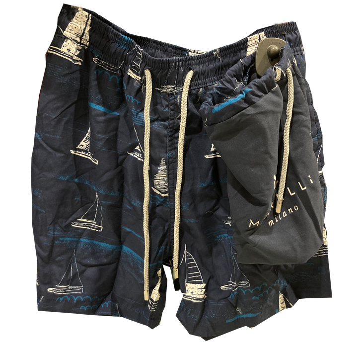 Morelli Swimming Short, Blue/Boats, 1 pc