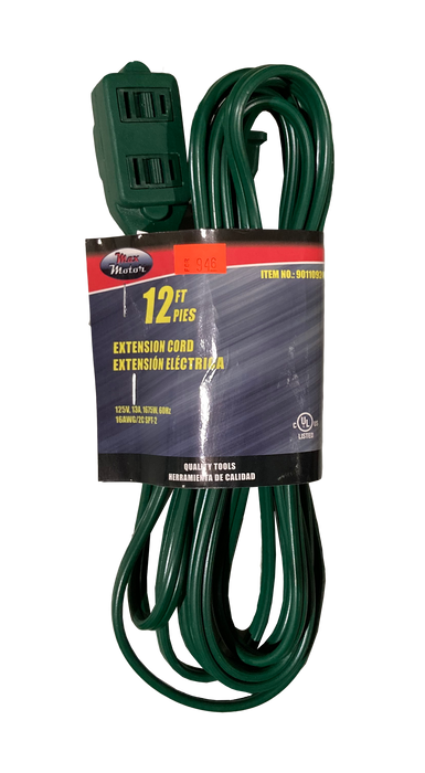 Max Motor Green Extension Cord, 12 ft, 1 pc