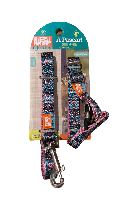 Animal Planet Pet Collar and Leash, Purple/Pink, 2 pcs