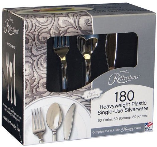 Reflections Heavyweight Plastic Single Use Silverware, 180 pc