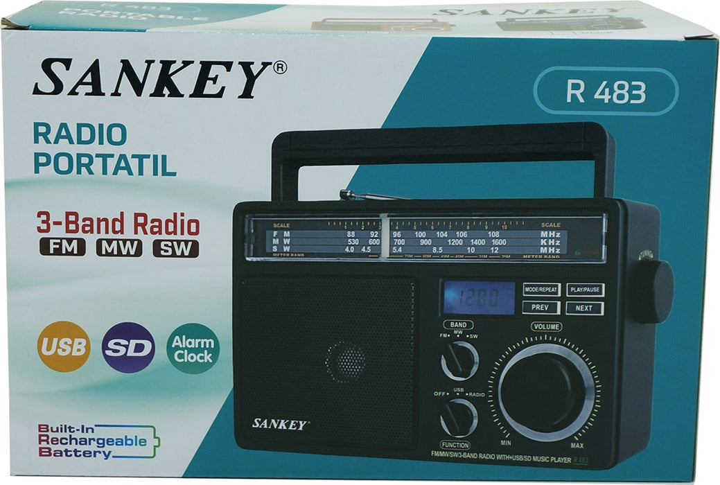 Sankey Portable 3-Band Radio, Model #R483