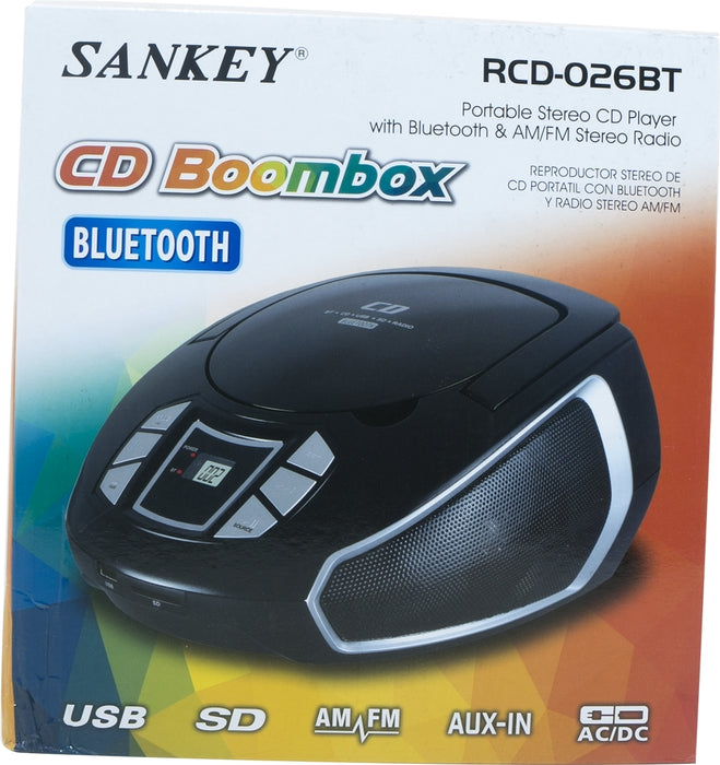 Sankey CD Boombox with Bluetooth (Specify Color at Checkout), Model # RCD-026BT