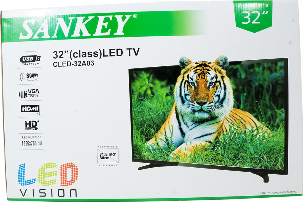 Sankey 32" LED TV, High Definition, USB, VGA, HDMI, Model# CLED-32A03