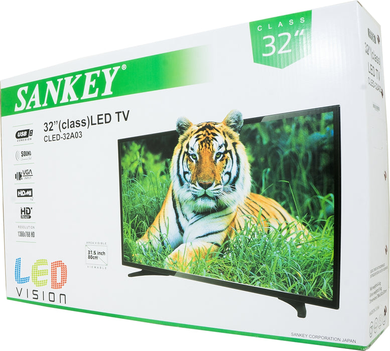 Sankey 32" LED TV, High Definition, USB, VGA, HDMI, Model# CLED-32A03