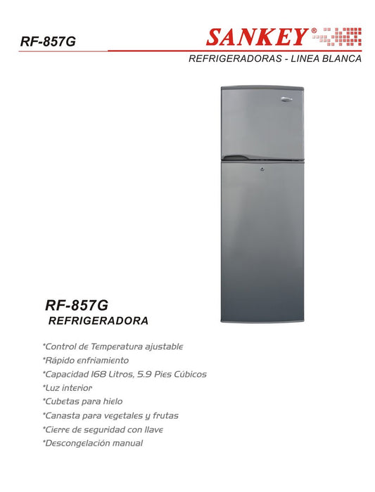 Sankey Refrigerator, 168L, Grey, Model #RF-857G