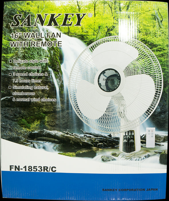 Sankey Wall Fan, 16 inch with Remote Control, Model # FN-1853R/C