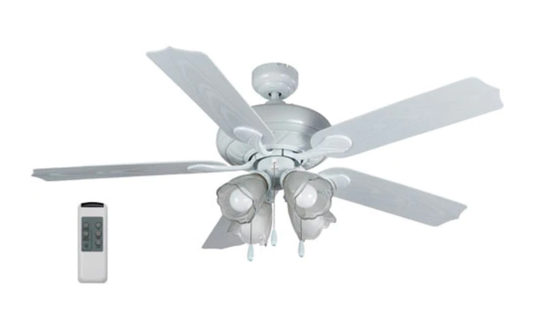 Sankey Ceiling Fan, White, CM5204W, 110V, 52 in