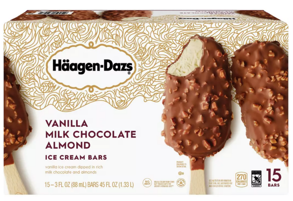 Haagen Dazs Vanilla Milk Chocolate Almond Ice Cream Bars 15 Ct —