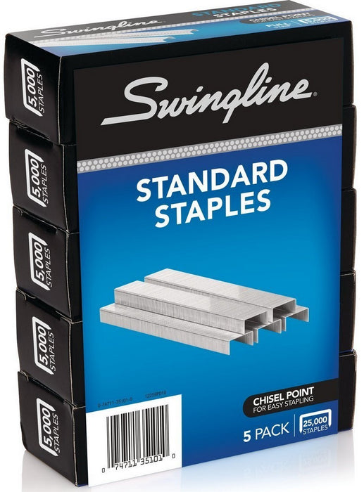 Swingline Standard 1/4 Inch Staples, 5 x 5000 ct