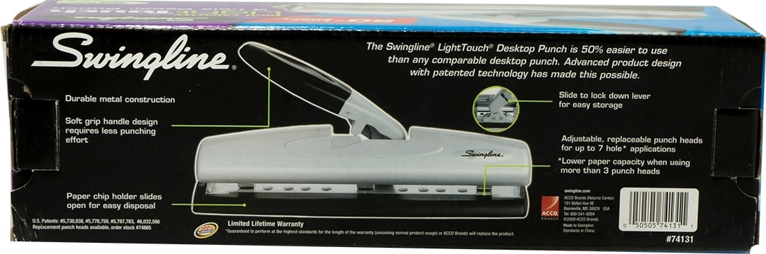 Swingline 3 Hole Paper Punch, Light Touch, 1 ct