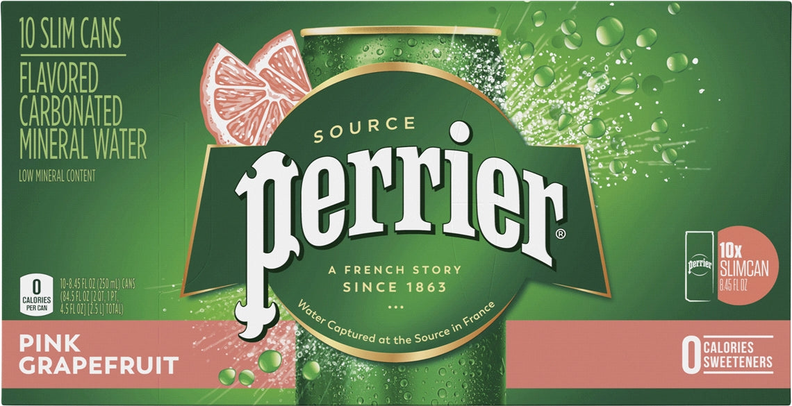 Perrier Pink Grapefruit Sparkling Water, 10 x 250 ml