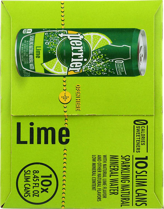 Perrier Sparkling Natural Mineral Water, Lime Flavor, 10-Pack, 10 x 8.45 oz