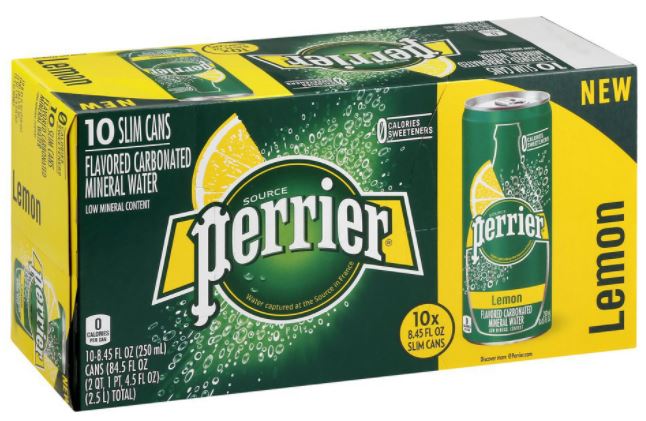 Perrier Lemon Flavored Carbonated Mineral Water Slim Cans, 10-Pack, 10 x 8.45 oz