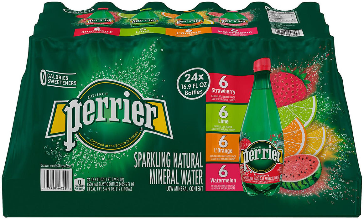 Perrier Sparkling Natural Mineral Water, Variety Pack, 24 x 16.9 oz