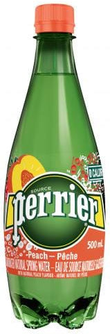Perrier Sparkling Mineral Water, Peach, 500 ml