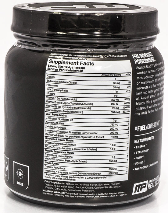 MP MusclePharm Black Label Assault Pre Workout, Fruit Punch, 0.77 lbs