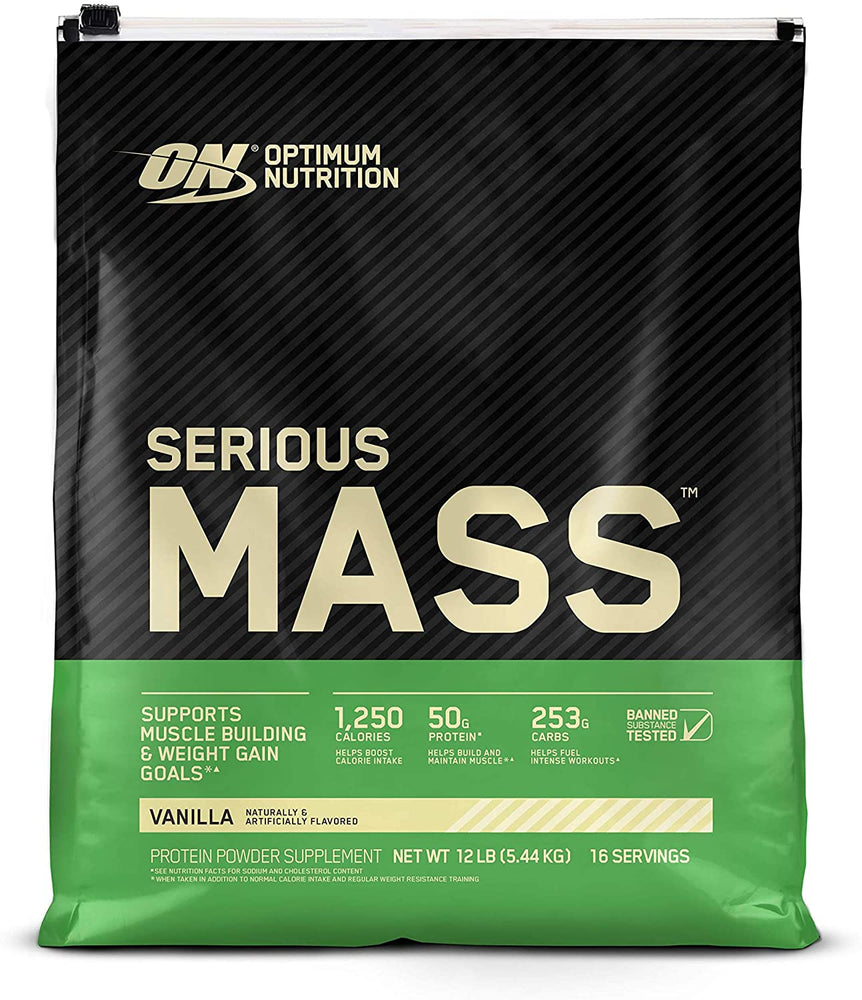 ON Serious MASS Vanilla Protein Powder Supplement, 16 servings, 12 lbs (5.44 kg)