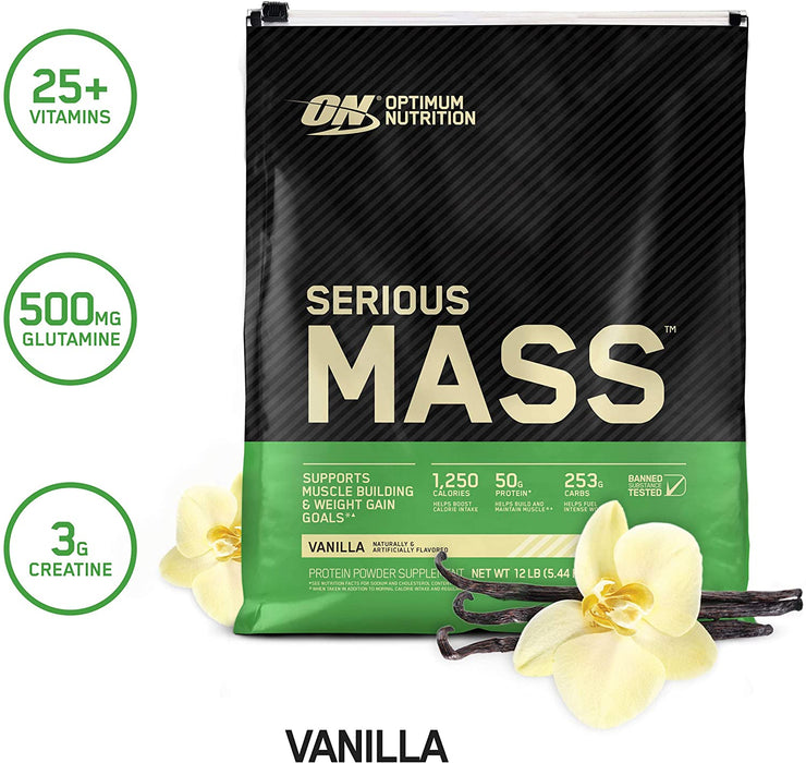 ON Serious MASS Vanilla Protein Powder Supplement, 16 servings, 12 lbs (5.44 kg)