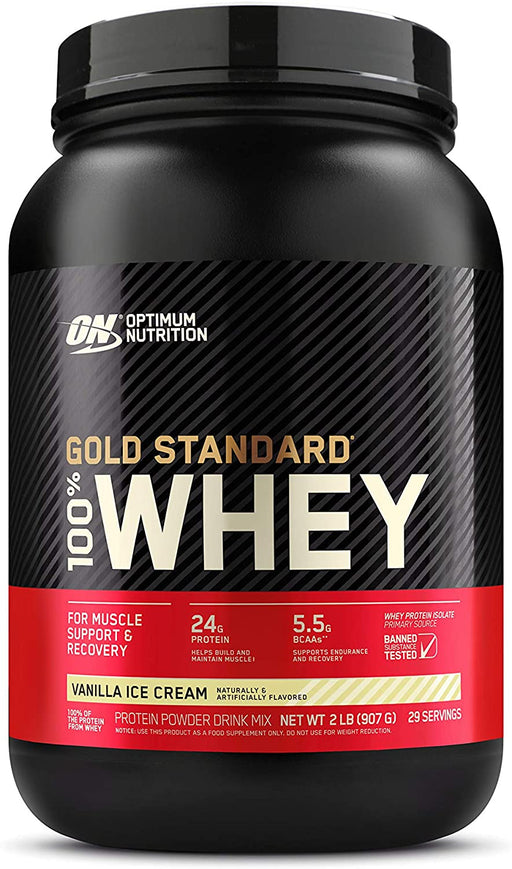 ON Gold Standard 100% Whey Vanilla Ice Cream Protein Powder Drink Mix, 29 servings, 2 lbs (907 gr)