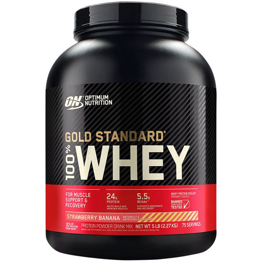 ON Gold Standard 100% Whey Strawberry Banana Protein Powder Drink Mix, 75 servings, 2 lbs (907 gr)