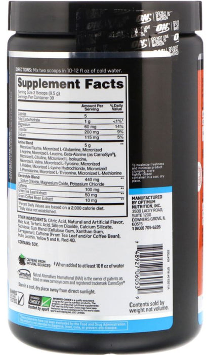 Optimum Nutrition Essential Amino Energy + Electrolytes, Tangerine Wave Flavor , 285 gr