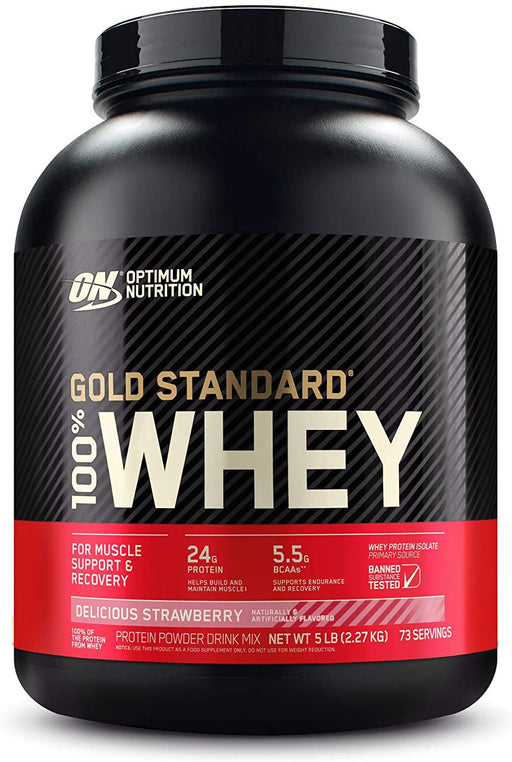 ON Gold Standard 100% Whey Delicious Strawberry Protein Powder Drink Mix, 72 servings, 5 lbs (2.36 kg)