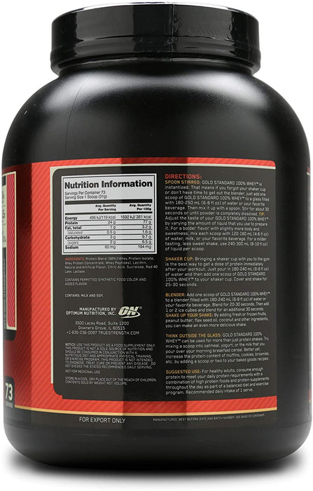 ON Gold Standard 100% Whey Delicious Strawberry Protein Powder Drink Mix, 72 servings, 5 lbs (2.36 kg)