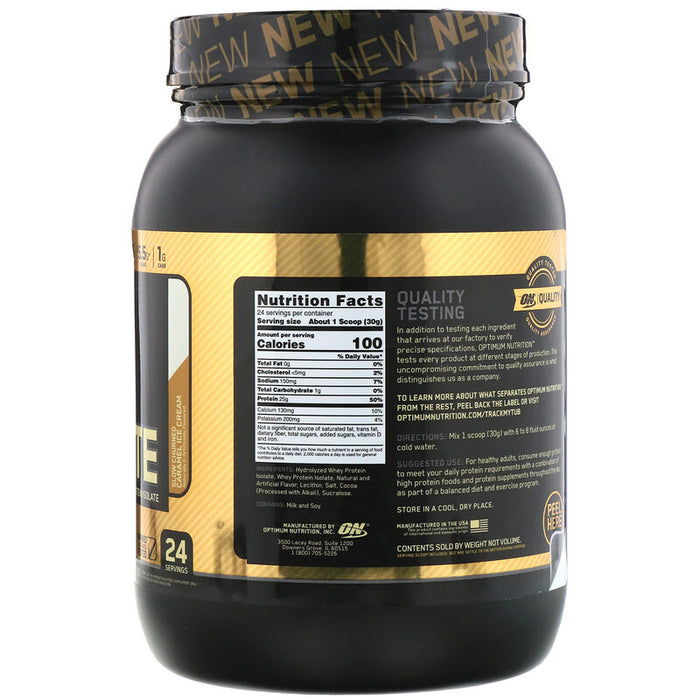 ON Gold Standard 100% Isolate Slow Churned Caramel Whey Protein Powder Drink Mix, 24 servings, 1.58 lbs (720 gr)
